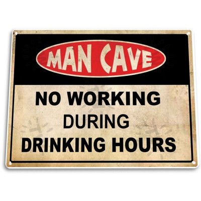 TIN SIGN “Man Cave Drinking Hours” Caution Warning Metal Store Shop Room A485   281457861192
